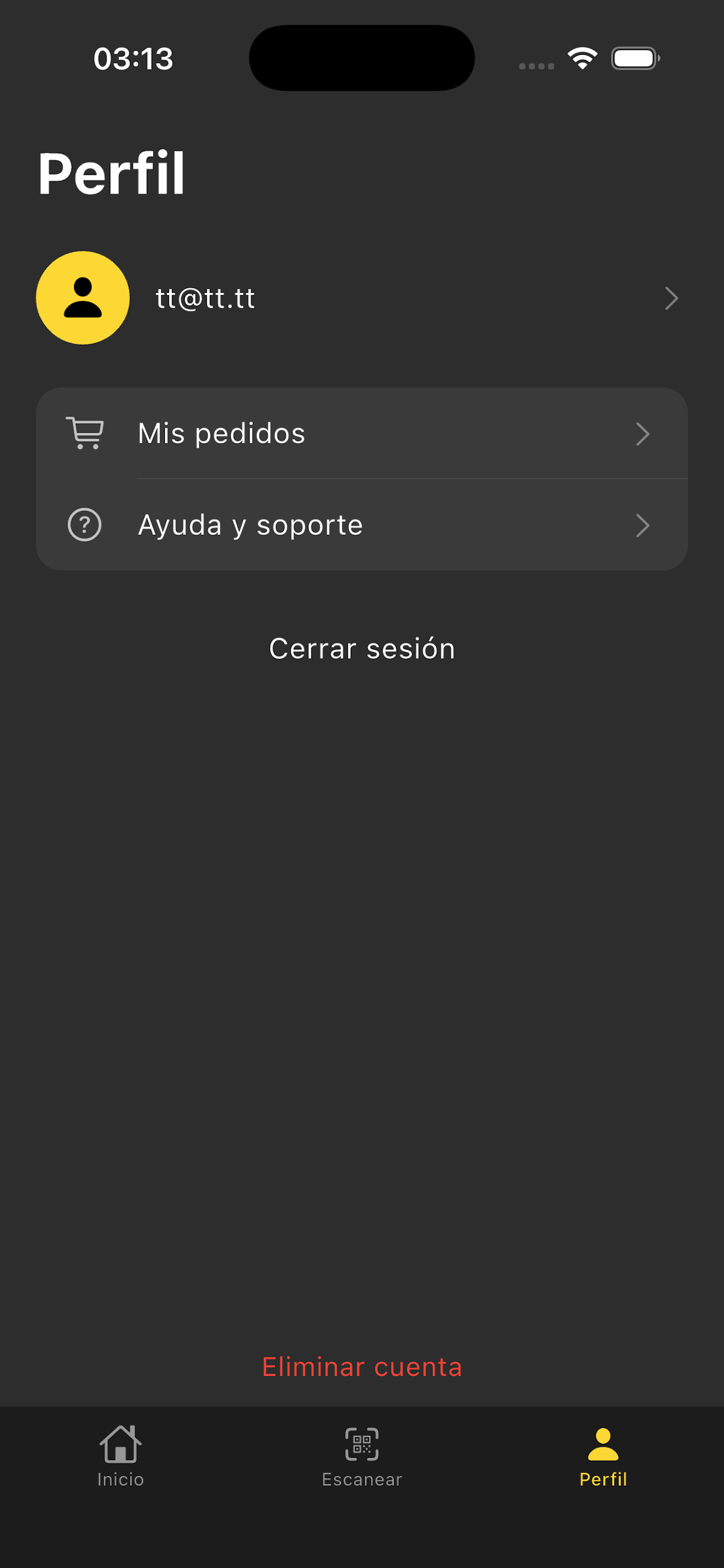 App Wakeberry - Perfil